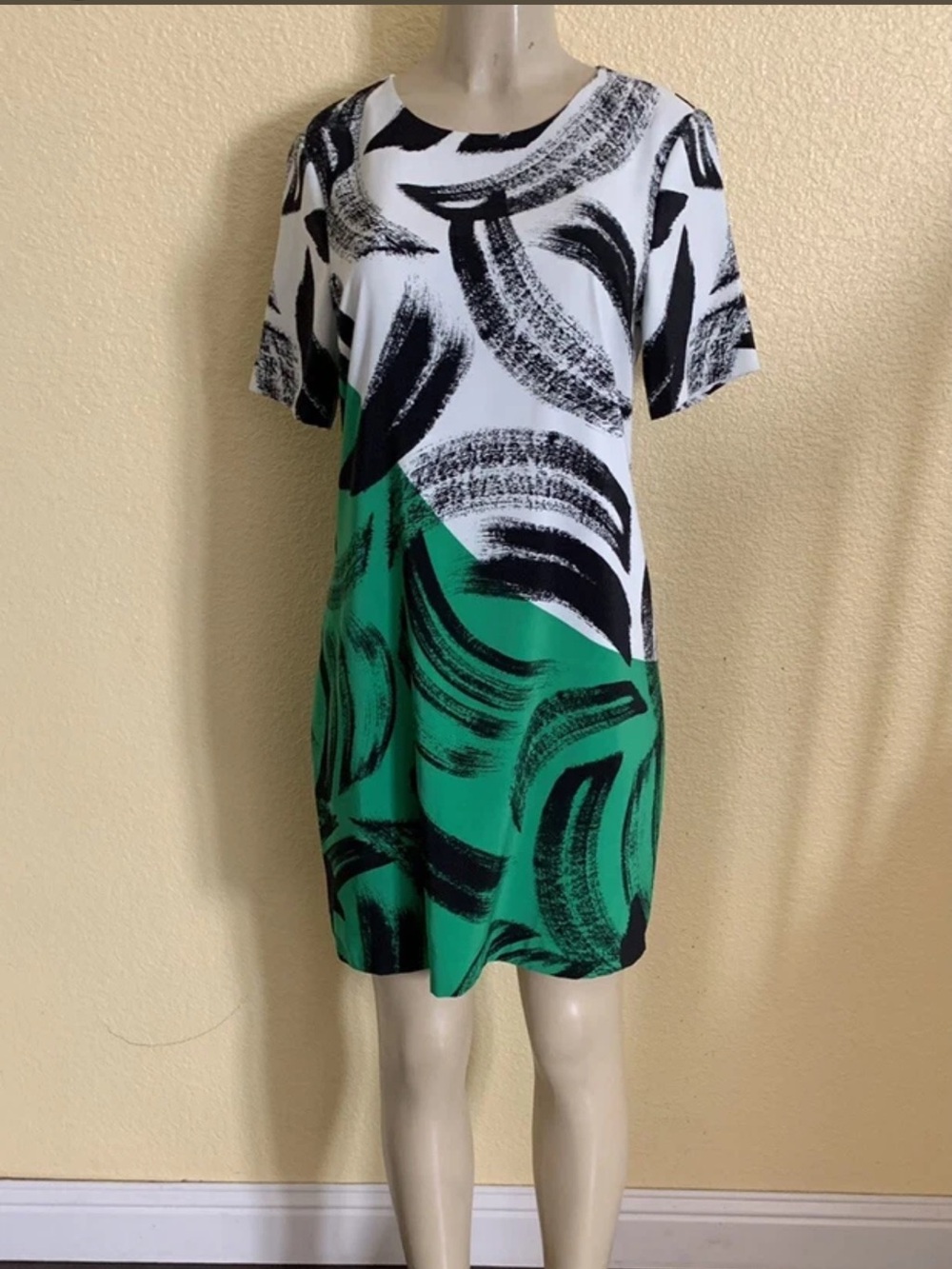 Vince Camuto Size 14 Multicolored Abstract Print Short Sleeve Dress